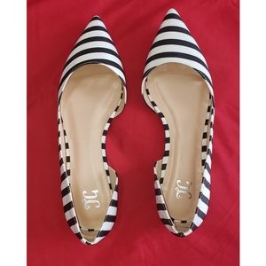 Striped Pointed Toe Flats